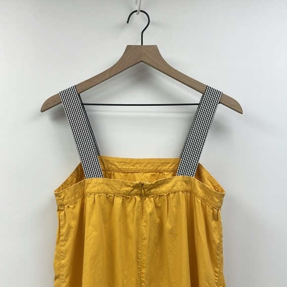 English Factory Poplin Tiered Drop Waist Sleeveless Swing Dress Yellow Small - Picture 6 of 8